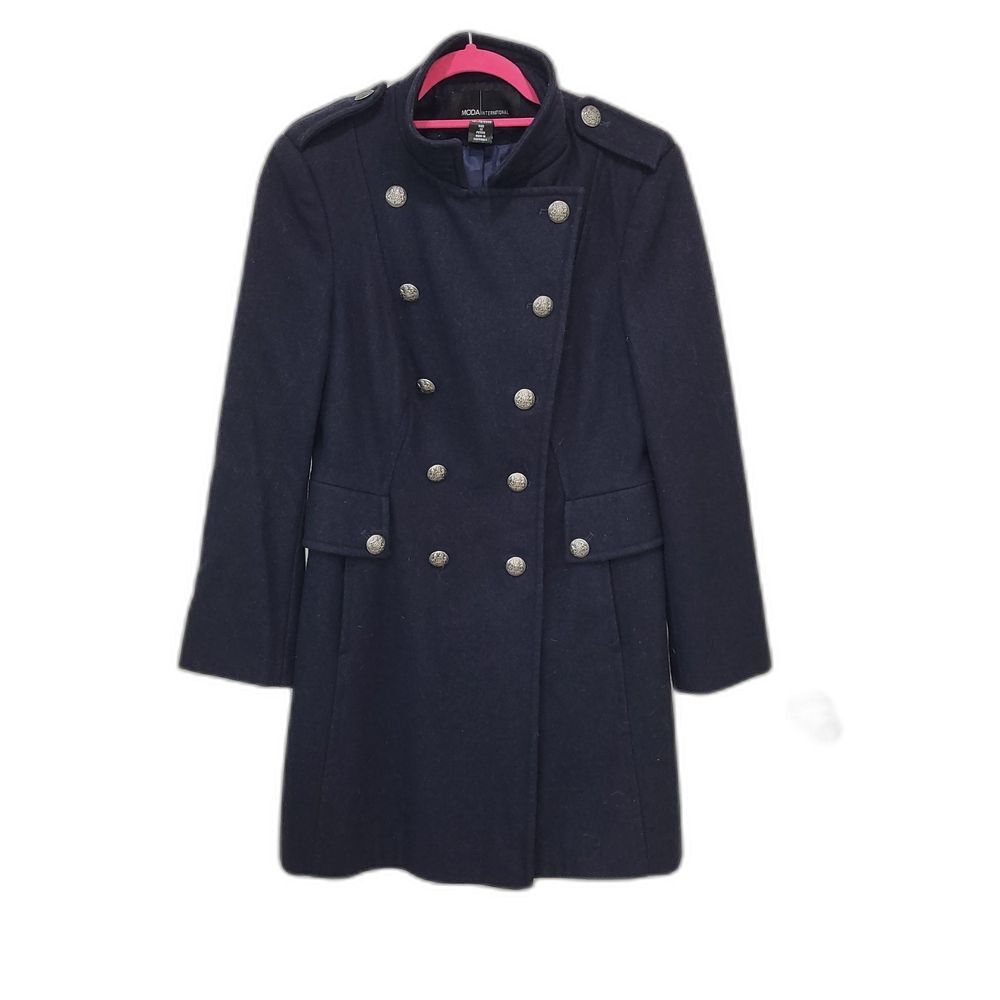 Moda International Navy Pea Coat with Silver Buttons - 12P